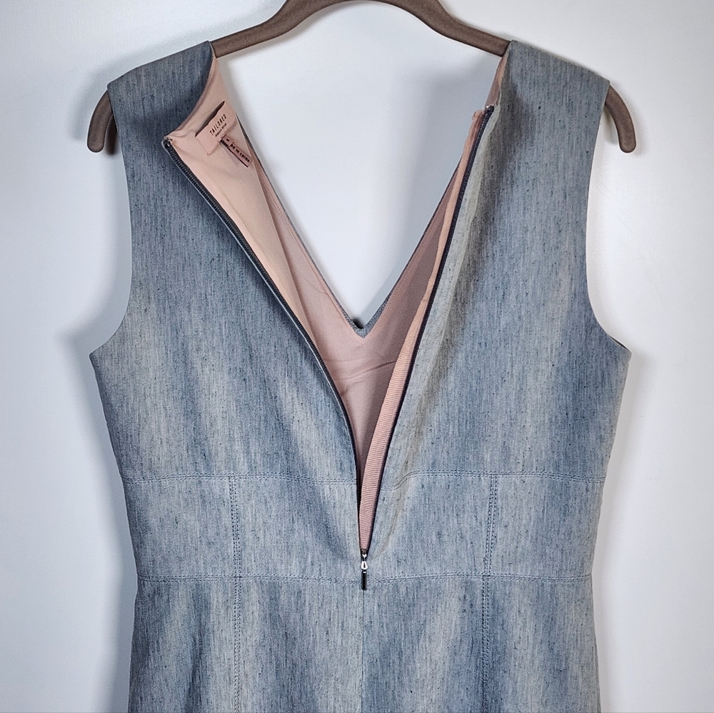 Tailored Rebecca Taylor Grey Linen Blend Sleeveless Career Office Dress 8 - Picture 8 of 14